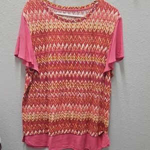Westbound Pink and Yellow Zigzag Short Sleeve Tee